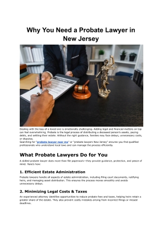 Why You Need a Probate Lawyer in New Jersey