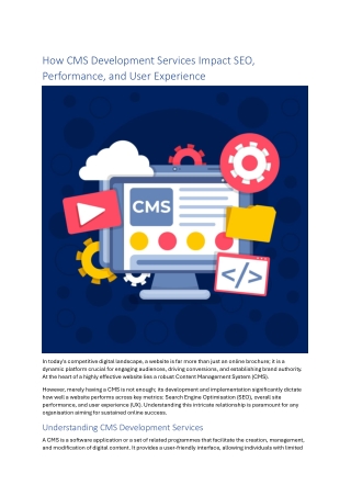 How CMS Development Services Impact SEO, Performance, and User Experience
