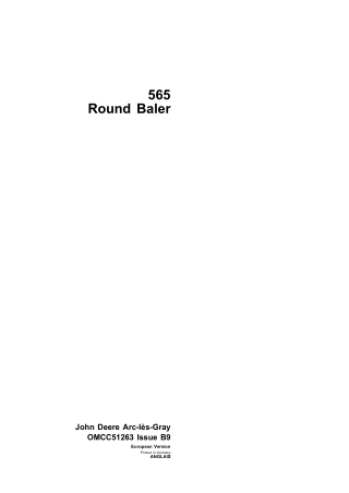 John Deere 565 Round Baler Operator’s Manual Instant Download (Publication No.omcc51263)