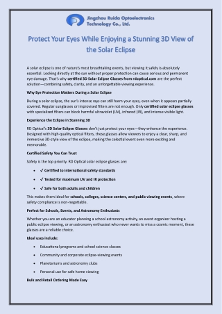 Protect Your Eyes While Enjoying a Stunning 3D View of the Solar Eclipse