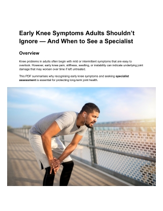 Early Knee Symptoms Adults Shouldn’t Ignore