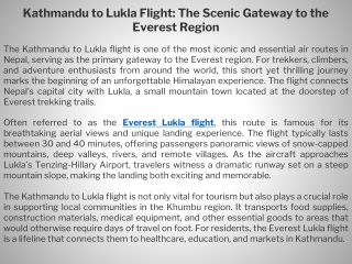 Kathmandu to Lukla Flight The Scenic Gateway to the Everest Region