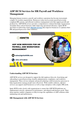 ADP HCM Services for HR Payroll and Workforce Management