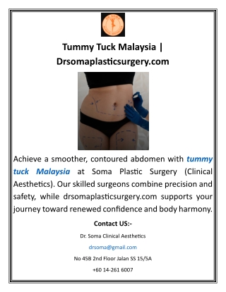 Tummy Tuck Malaysia Drsomaplasticsurgery