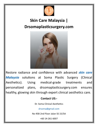 Skin Care Malaysia Drsomaplasticsurgery.com 