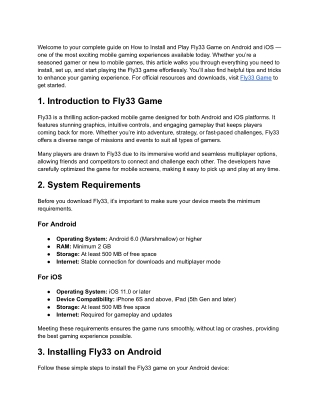 How to Install and Play Fly33 Game on Android and iOS