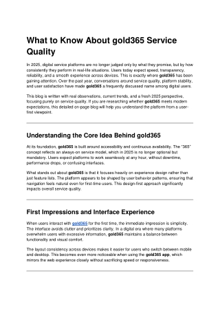 What to Know About gold365 Service Quality