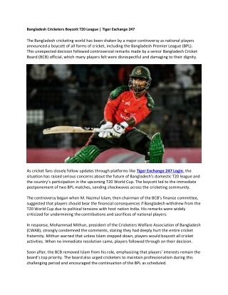 Bangladesh Cricketers Boycott T20 League - Tiger Exchange 247