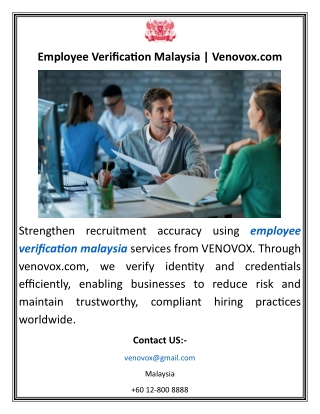 Employee Verification Malaysia Venovox