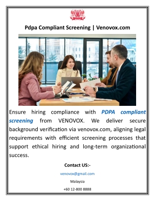 Pdpa Compliant Screening Venovox
