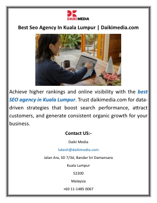 Best Seo Agency In Kuala Lumpur Daikimedia