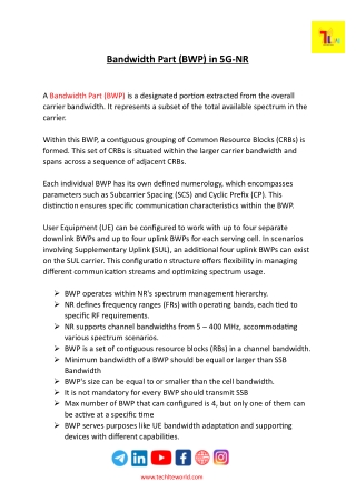 Bandwidth Part (BWP) in 5G-NR