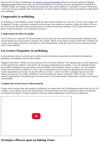 Le chemin vers un linking efficace ; évitez toutes ces petites fautes!