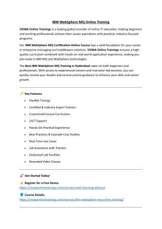 IBM WebSphere MQ Online Coaching Classes In India, Hyderabad