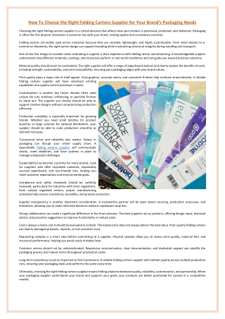 How To Choose the Right Folding Cartons Supplier for Your Brand’s Packaging Needs