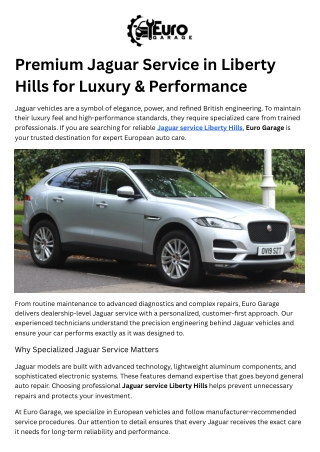 Premium Jaguar Service in Liberty Hills for Luxury & Performance