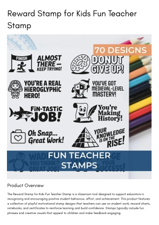 Reward Stamp for Kids Fun Teacher Stamp