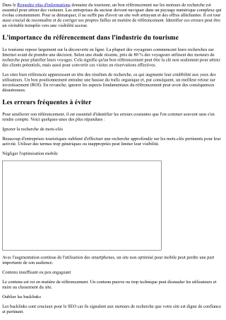 Détecter ses propres failles est la clé d’un bon référencement touristique.