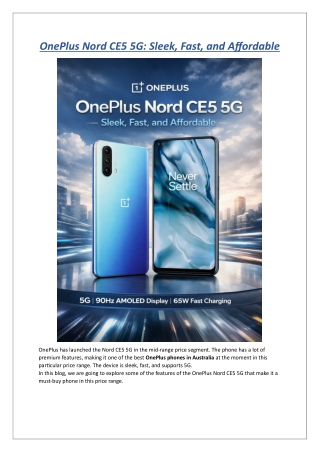 OnePlus Nord CE5 5G Sleek, Fast, and Affordable