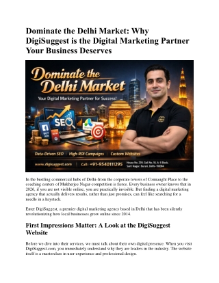 Dominate the Delhi Market Why DigiSuggest is the Digital Marketing Partner Your Business Deserves