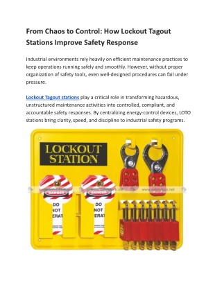 From Chaos to Control  How Lockout Tagout Stations Improve Safety Response