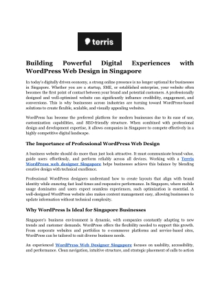 Building Powerful Digital Experiences with WordPress Web Design in Singapore 5.8