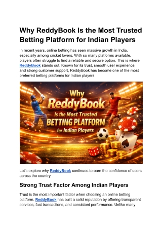 Why ReddyBook Is the Most Trusted Betting Platform for Indian Players