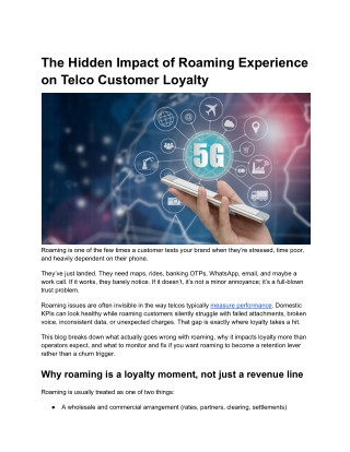 The Hidden Impact of Roaming Experience on Telco Customer Loyalty