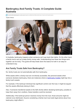 Bankruptcy and Family Trusts in Australia and Its Relationship