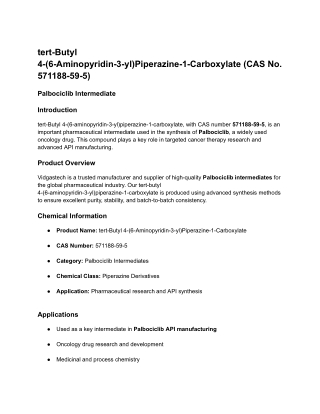 tert-Butyl 4-(6-Aminopyridin-3-yl)Piperazine-1-Carboxylate (CAS No. 571188-59-5)