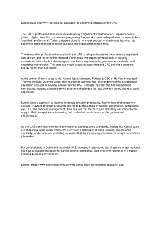 Komal Jajoo Professional Education