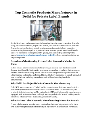 Top Cosmetic Products Manufacturer in Delhi for Private Label Brands