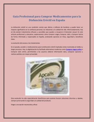 Guía Profesional para Comprar Medicamentos para la Disfunción Eréctil en España