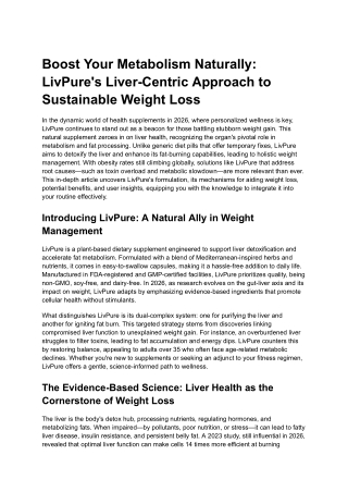 Boost Your Metabolism Naturally: LivPure's Liver-Centric Approach!