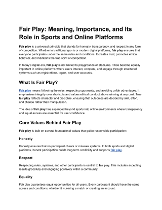 Fair Play_ Meaning, Importance, and Its Role in Sports and Online Platforms