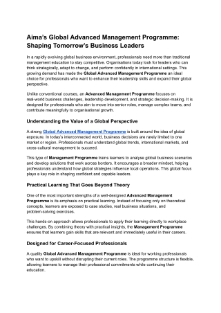 Aima’s Global Advanced Management Programme_ Shaping Tomorrow’s Business Leaders