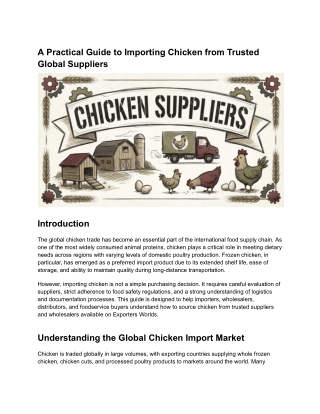 How Importers Source Chicken from Reliable International Suppliers