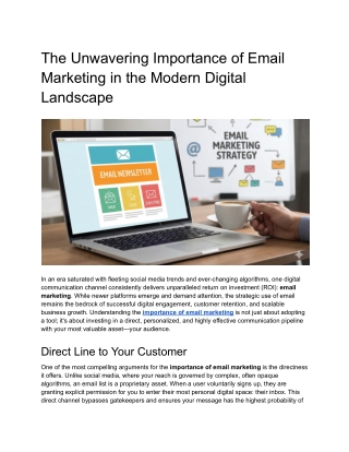 The Unwavering Importance of Email  Marketing in the Modern Digital  Landscape