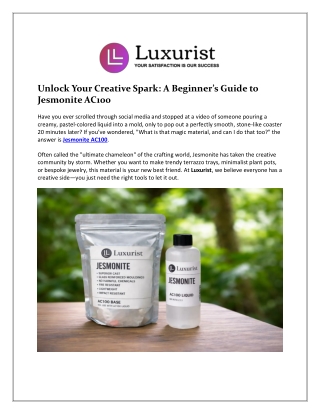 A Beginner’s Guide to Jesmonite AC100: Unlock Your Creative Spark