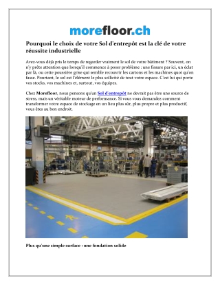 Pourquoi le choix de votre Sol d'entrepôt est la clé de votre réussite industrie
