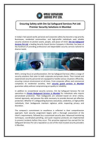 Professional Private Bodyguard Services in Mumbai for Personal Protection