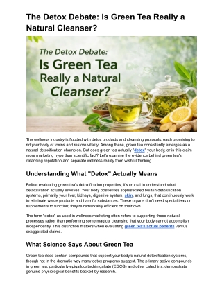 The Detox Debate Is Green Tea Really a Natural Cleanser