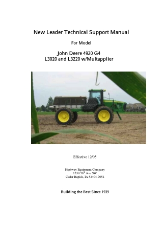 John Deere 4920 G4 L3020 and L3220 wMultapplier Operator’s Manual Instant Download