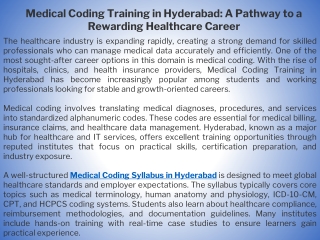 Medical Coding Training in Hyderabad A Pathway to a Rewarding Healthcare Career