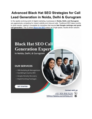 Advanced Black Hat SEO Strategies for Call Lead Generation in Noida, Delhi & Gurugram