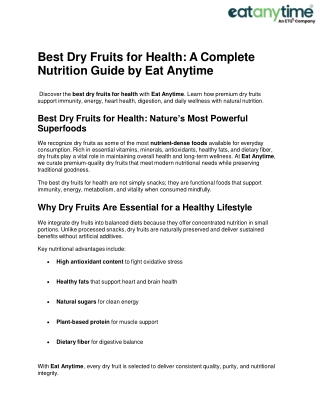 Best Dry Fruits for Health | Eat Anytime Premium Dry Fruits