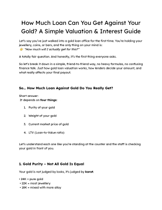 How Much Loan Can You Get Against Your Gold