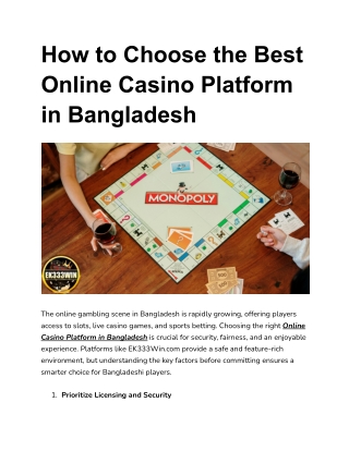 How to Choose the Best Online Casino Platform in Bangladesh