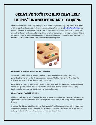 Creative Toys for Kids That Help Improve Imagination and Learning