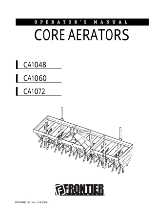 John Deere Frontier CA1048 CA1060 CA1072 Core Aerators Operator’s Manual Instant Download (Publication No. 5WPMAN0145)